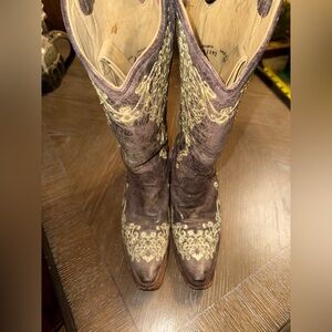Boots Corral Size 6M Brown Crater Bone Embroidery Snip Toe A1094 Cowgirl